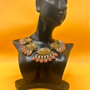 Gold and Pink Necklace with Bold Design